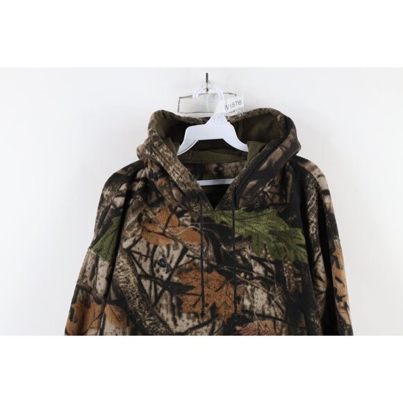 Vintage 90s Streetwear Mens Large Distressed Camouflage Fleece Hoodie Sweatshirt - Picture 2 of 12